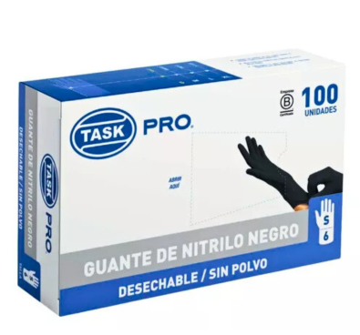 Guante Nitrilo Task Negro Talla S X100