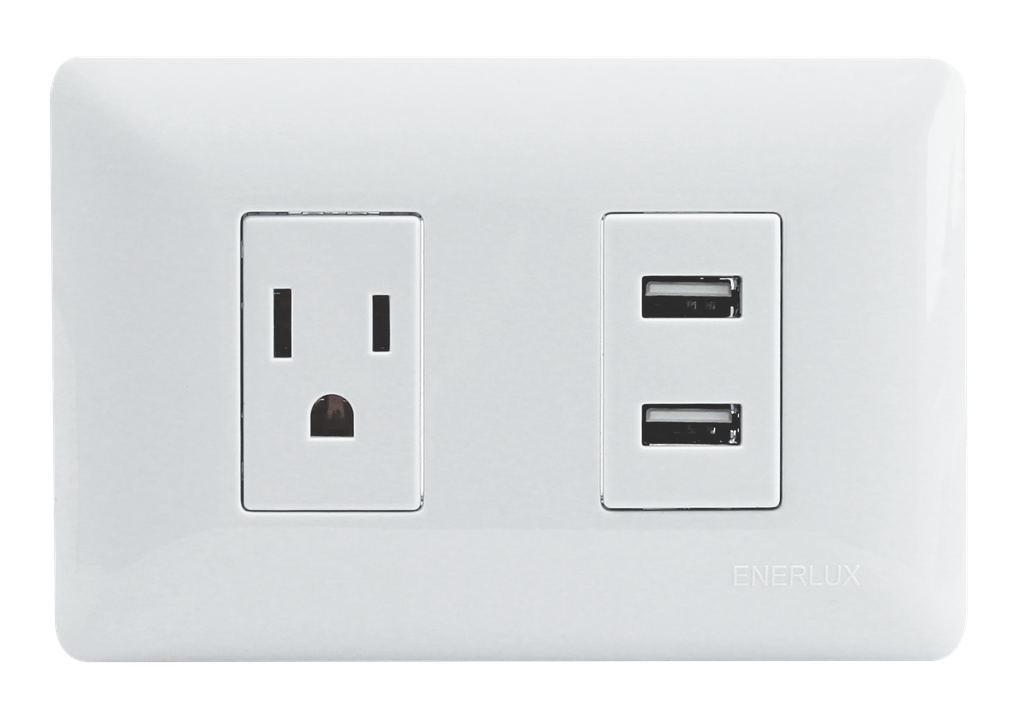 Toma + Conector Usb Doble Policar Unitec