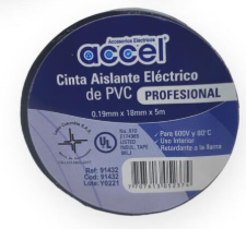 Cinta Aislante Electrica Accel negra 5mt