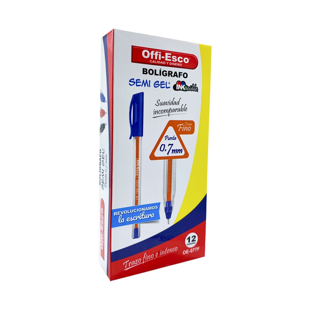 Lapicero Offiesco Semi Gel 0.7mm Azul OE-076F