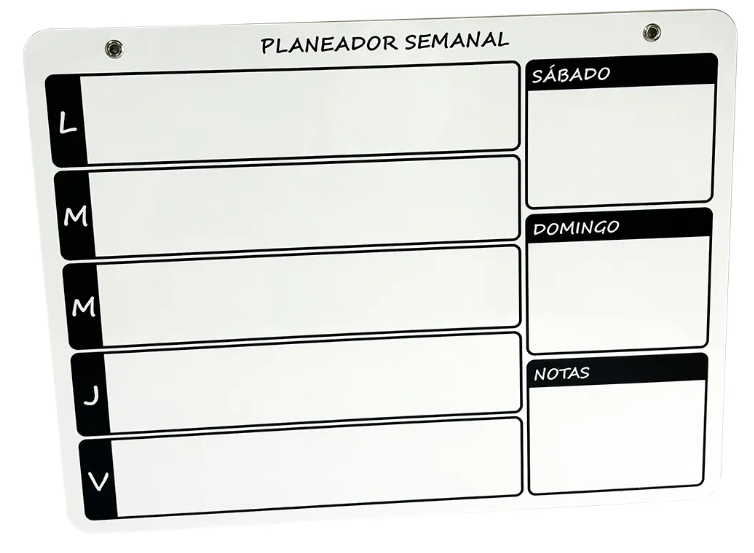 Planeador Semanal Tablero Horizontal 38x48 cm 