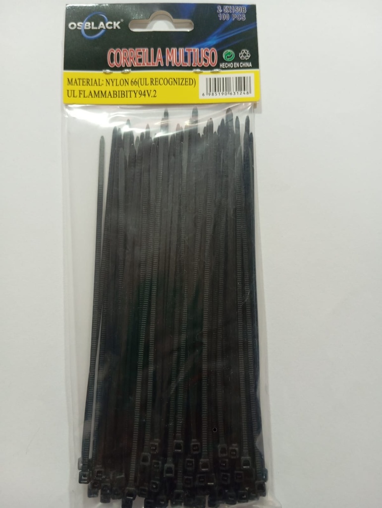 Correa Plastica 15cm Negra