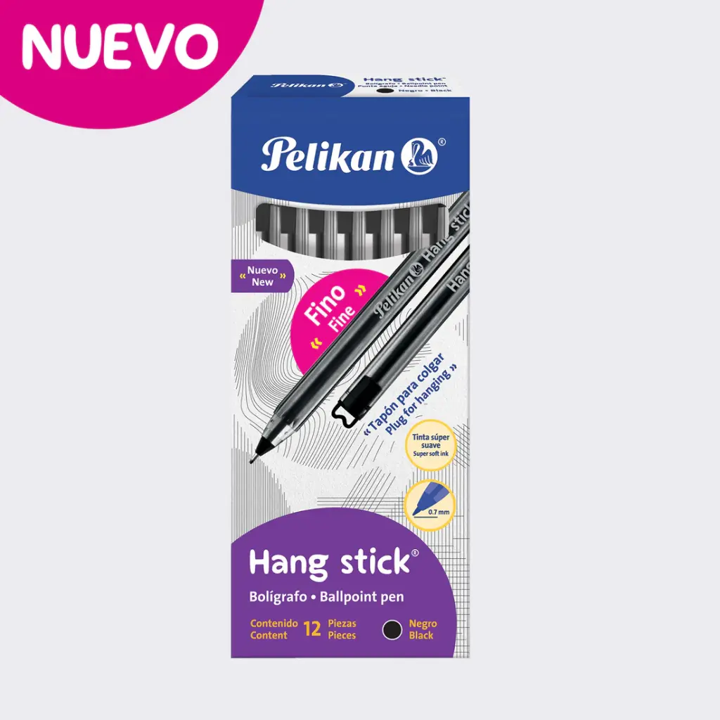 Boligrafo Pelikan Hang Stick Punta Aguja Negro X12
