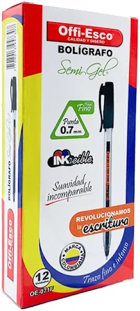 Lapicero OFFIESCO Semi GEL 0.7MM OE-071F NEGRO