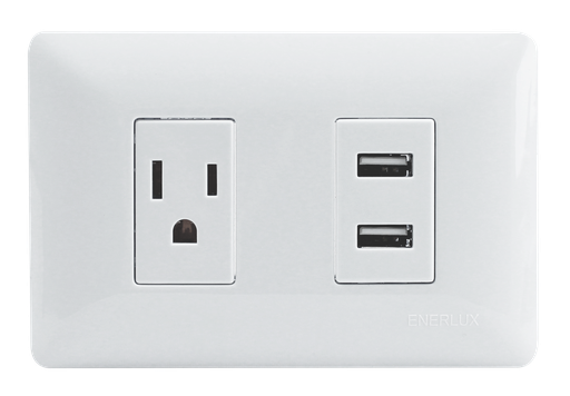 [309018] Toma + Conector Usb Doble Policar Unitec